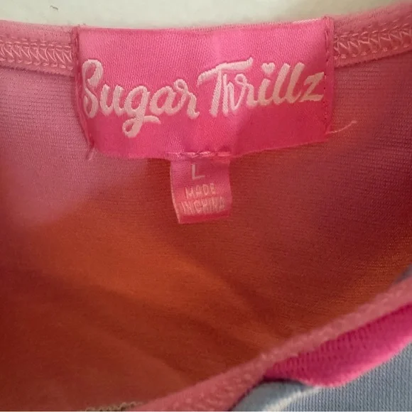 Sugar Thrillz Rainbow Cut Out Skater Dress Size L - Picture 4 of 5